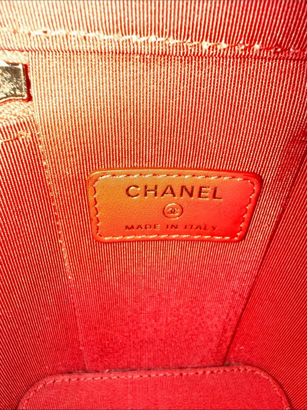 CHANEL Red Quilted Leather Crossbody with Gold Chain